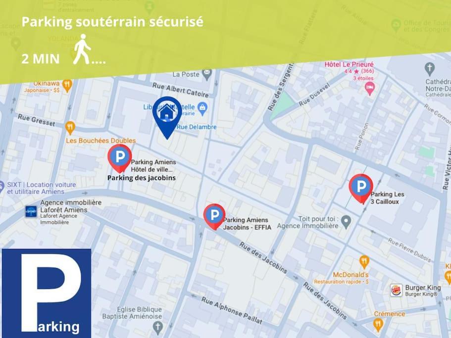 Magnifique 3 Chambres - Parking - Hyper Centre - Gare Amiens Ngoại thất bức ảnh